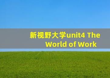 新视野大学unit4 The World of Work